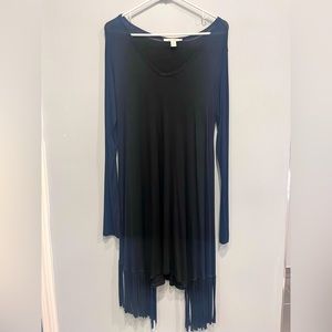 Black fringe cotton dress